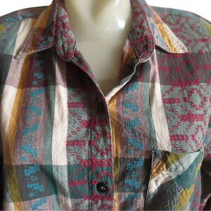 Vintage Womens Top Large Cottage Core Granny La Femme India Padded Blouse 1980s